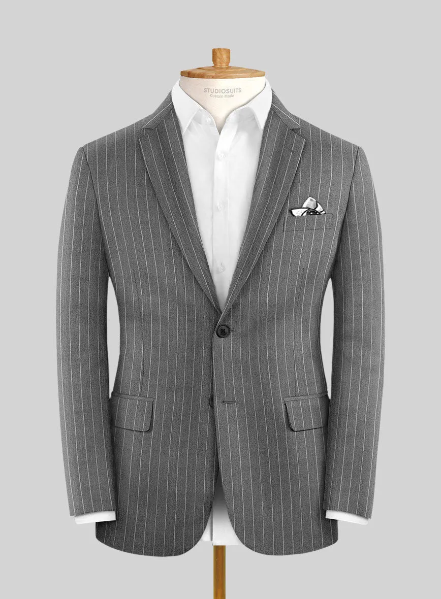 Italian Afito Gray Chalkstripe Flannel Suit