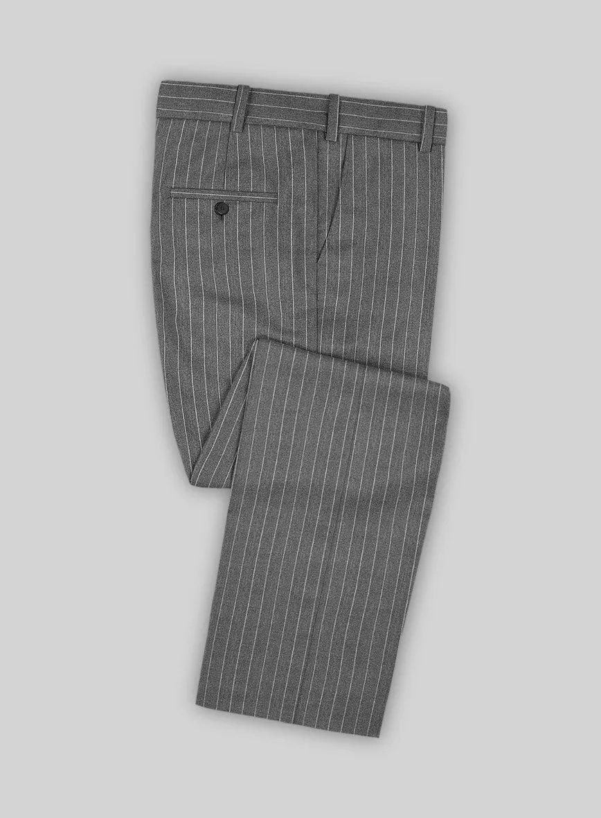 Italian Afito Gray Chalkstripe Flannel Suit