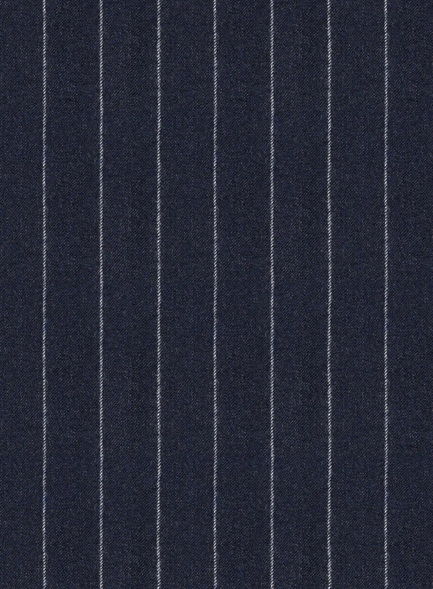 Italian Afito Indigo Blue Chalkstripe Flannel Jacket