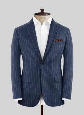 Italian Afito Royal Blue Chalkstripe Flannel Jacket