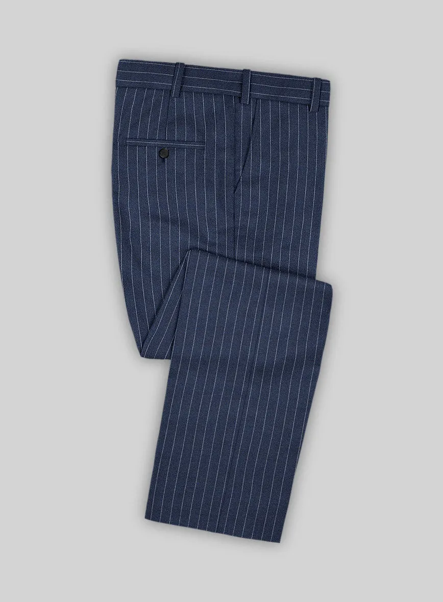 Italian Afito Royal Blue Chalkstripe Flannel Suit