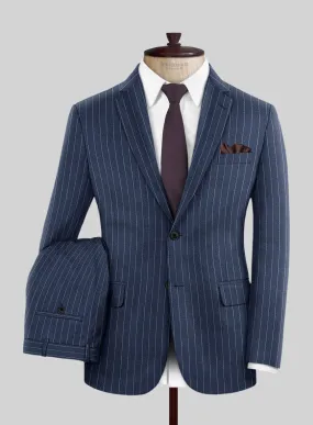 Italian Afito Royal Blue Chalkstripe Flannel Suit