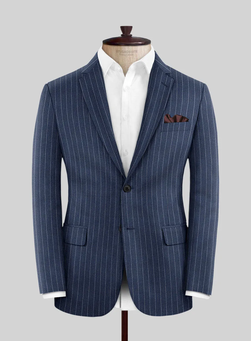 Italian Afito Royal Blue Chalkstripe Flannel Suit