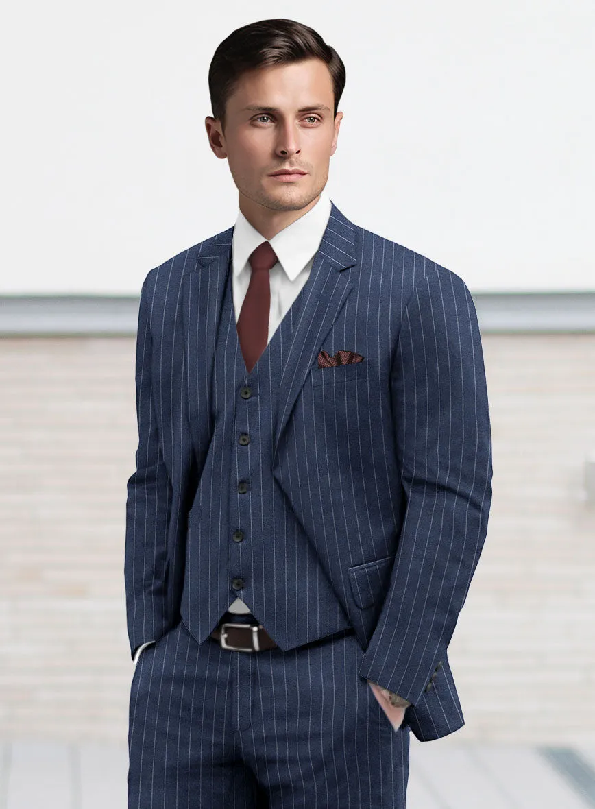 Italian Afito Royal Blue Chalkstripe Flannel Suit