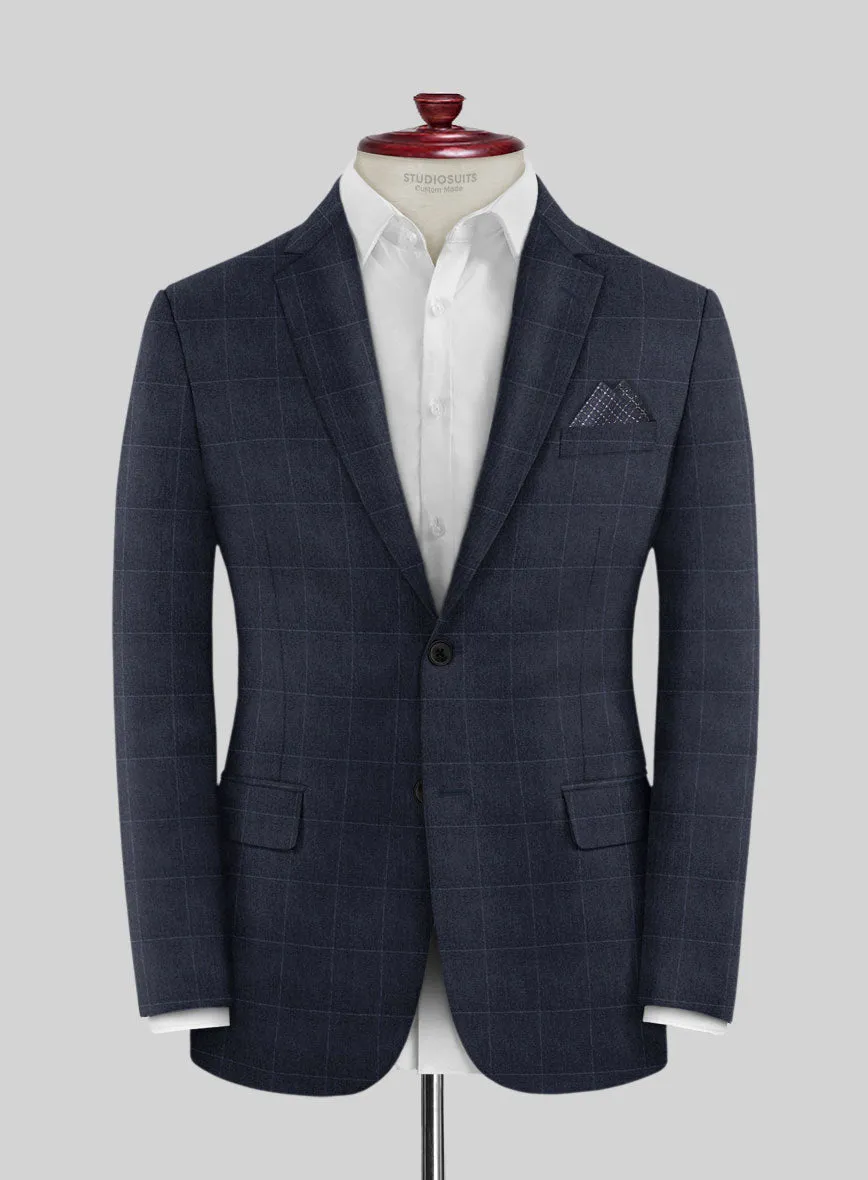 Italian Balca Blue Windowpane Flannel Jacket