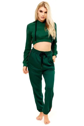 Kaylynn - Green Cropped Hoodie Loungewear Set