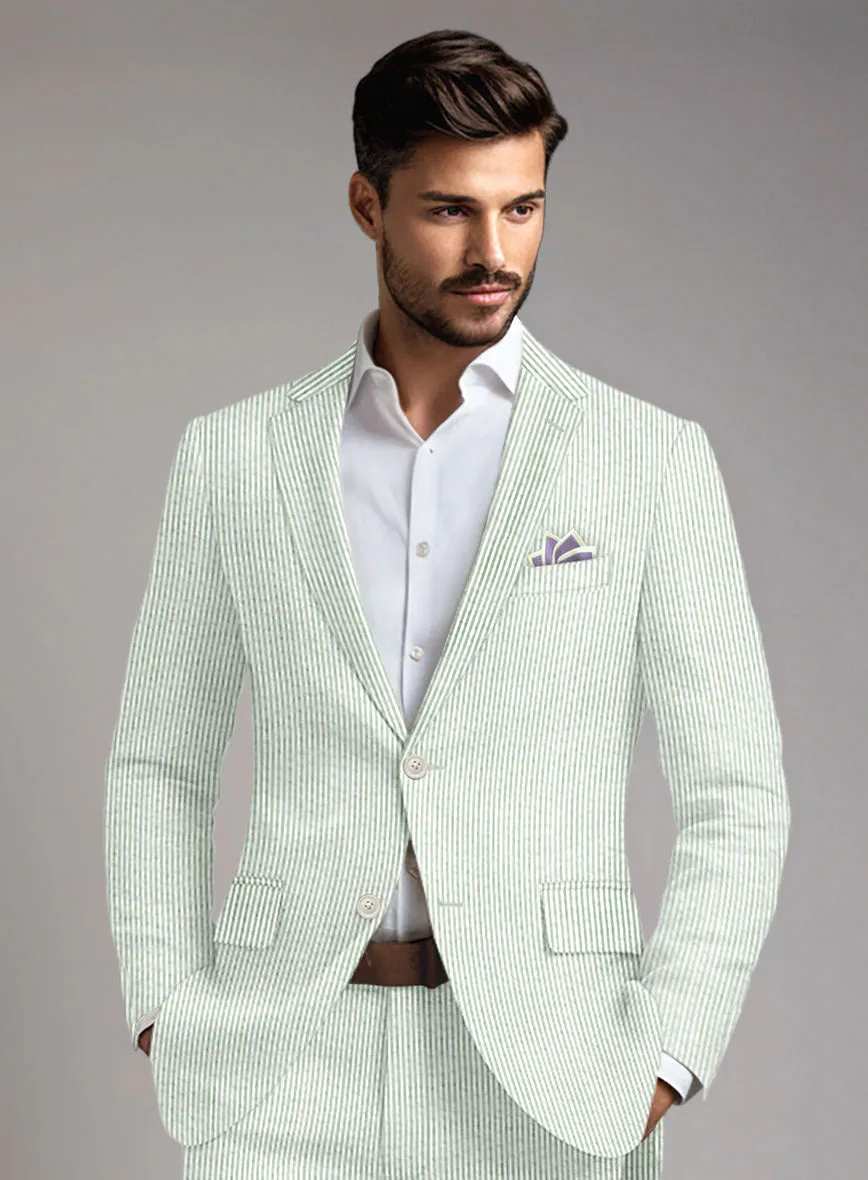 Light Green Seersucker Jacket - 42 Regular