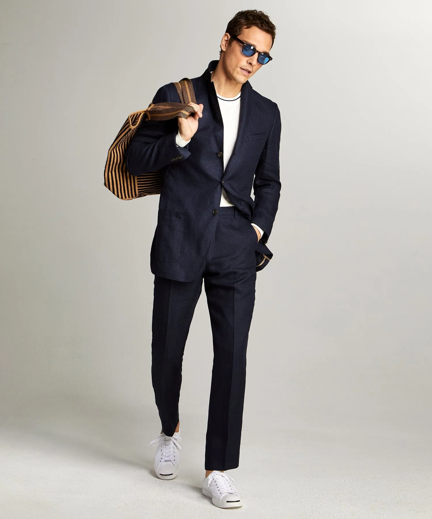 Linen Sack Suit in Indigo