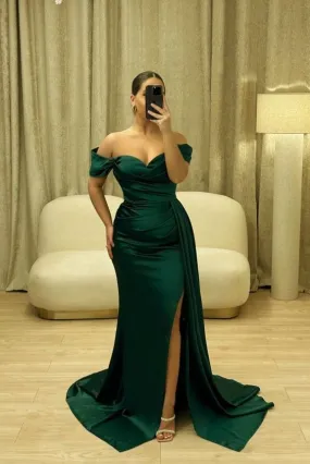 Long Mermaid Dark Green Satin Bridesmaid Dresses       fg4807