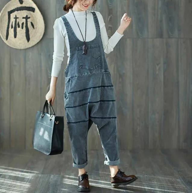 Low Crotch Loose Denim Overall