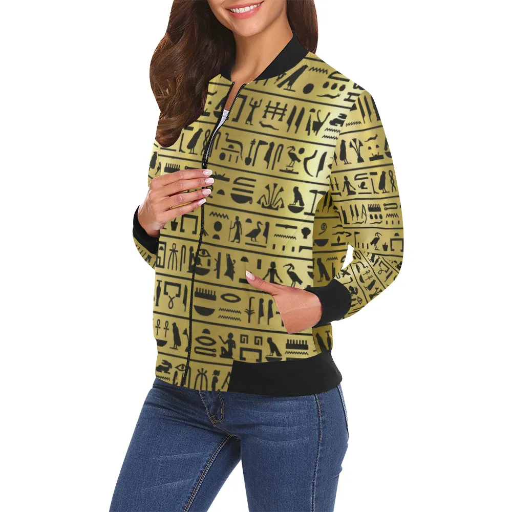 MEDU NETER GOLD All Over Print Bomber Jacket for Women