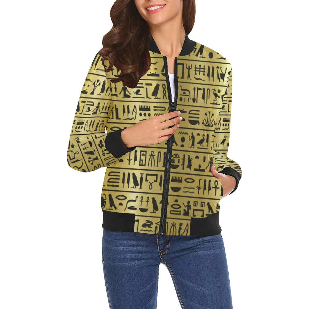 MEDU NETER GOLD All Over Print Bomber Jacket for Women