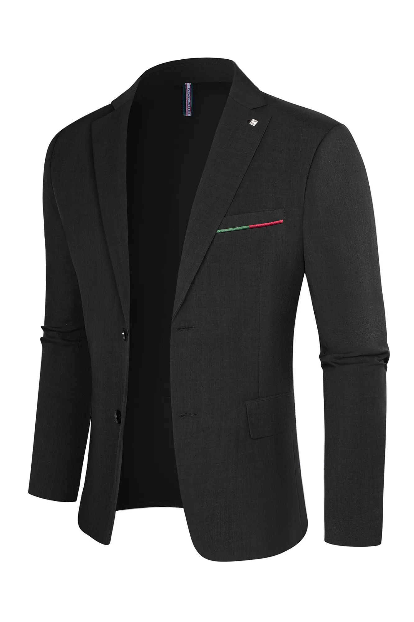 Men Two-Button Blazer Coat Long Sleeve Notch Lapel Back Slit Suit Coat