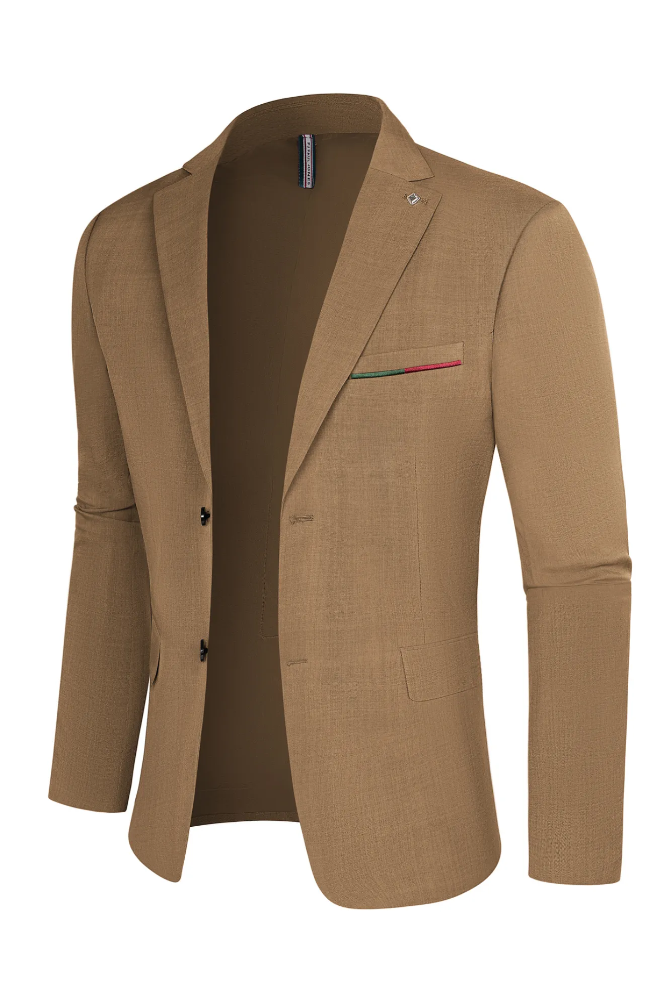 Men Two-Button Blazer Coat Long Sleeve Notch Lapel Back Slit Suit Coat