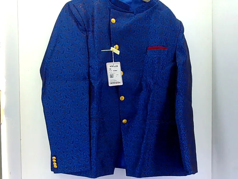 Men's Blue Paisley Regular Fit Blazer - Size 42