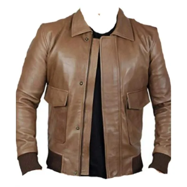 Mens brown vintage Retro bomber moto leather jacket