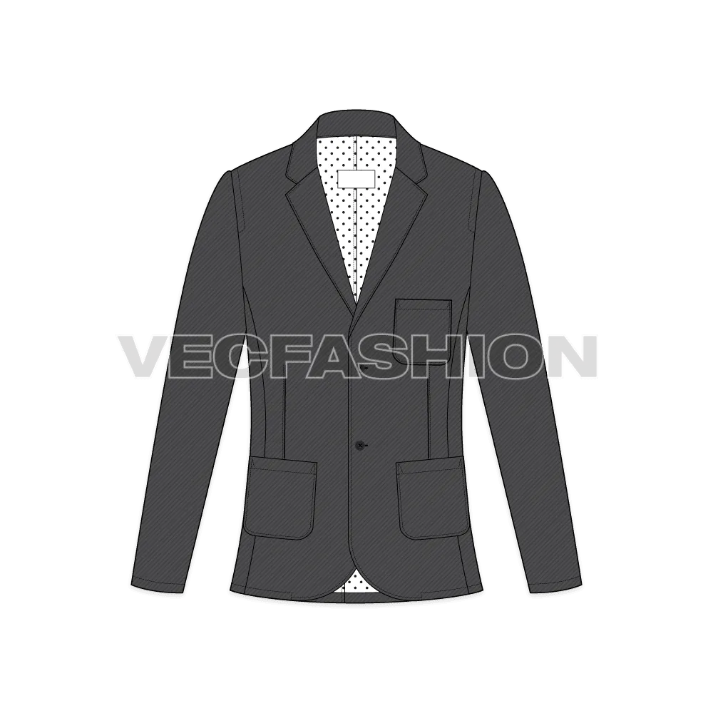 Mens Gray Slim-fit Sport Jacket