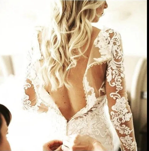 Mermaid Long Sleeve Sheer Lace Wedding Dress