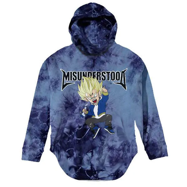 Misunderstood Vegeta Blue Tie Dye Distressed Hoodie