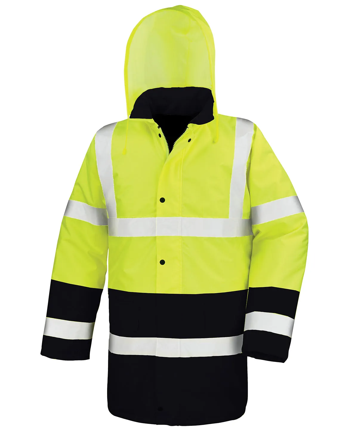 Motorway two-tone safety coat | Fluorescent Yellow/Black