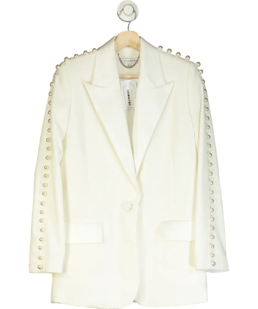 Nadine Merabi Charlotte White Pearl embellished Blazer UK 6