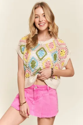 Natural Multicolored Crochet Top