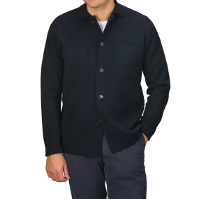 Navy Blue Extrafine Merino Field Jacket