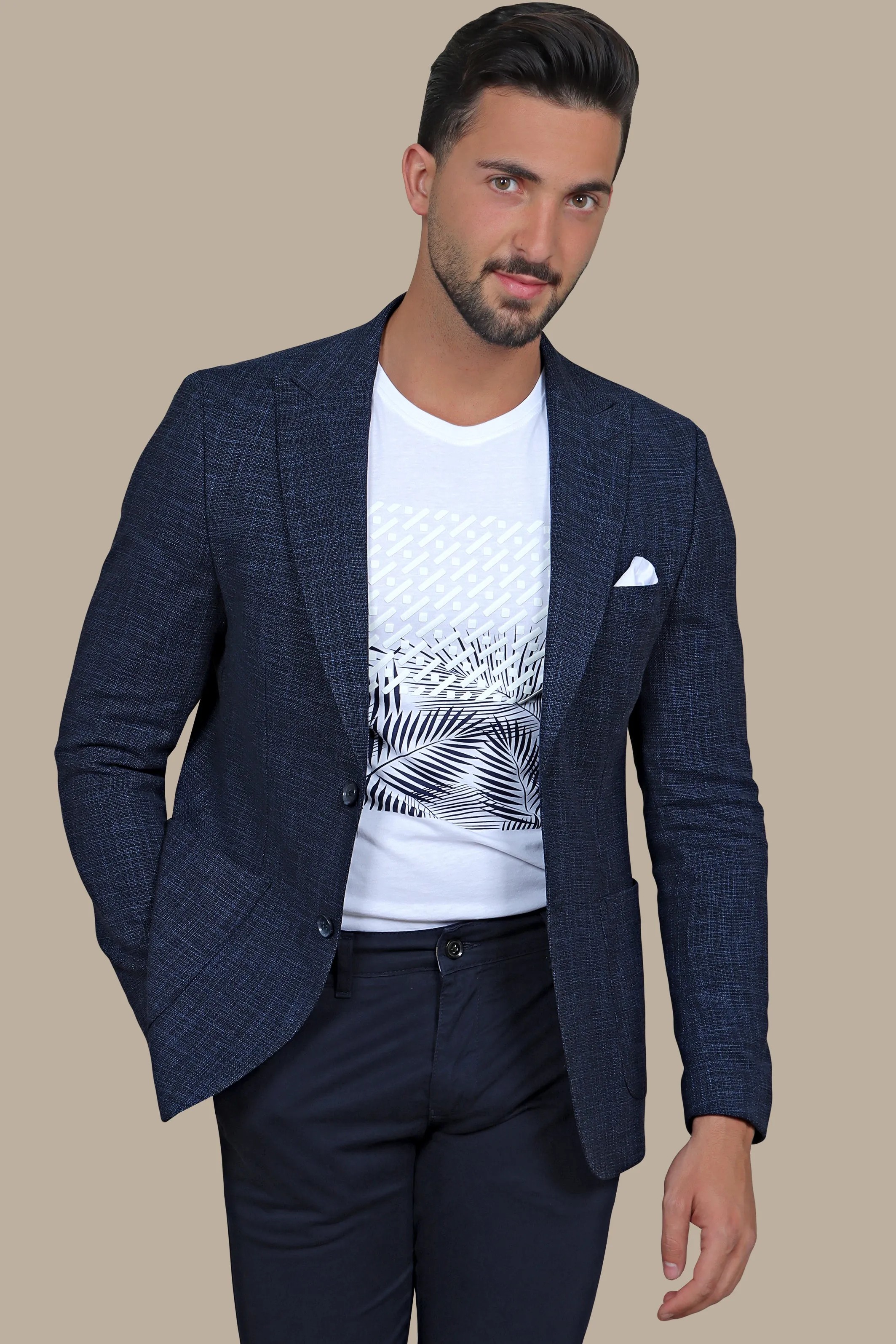 Navy Sophistication: Filafil Cotton Peak Blazer