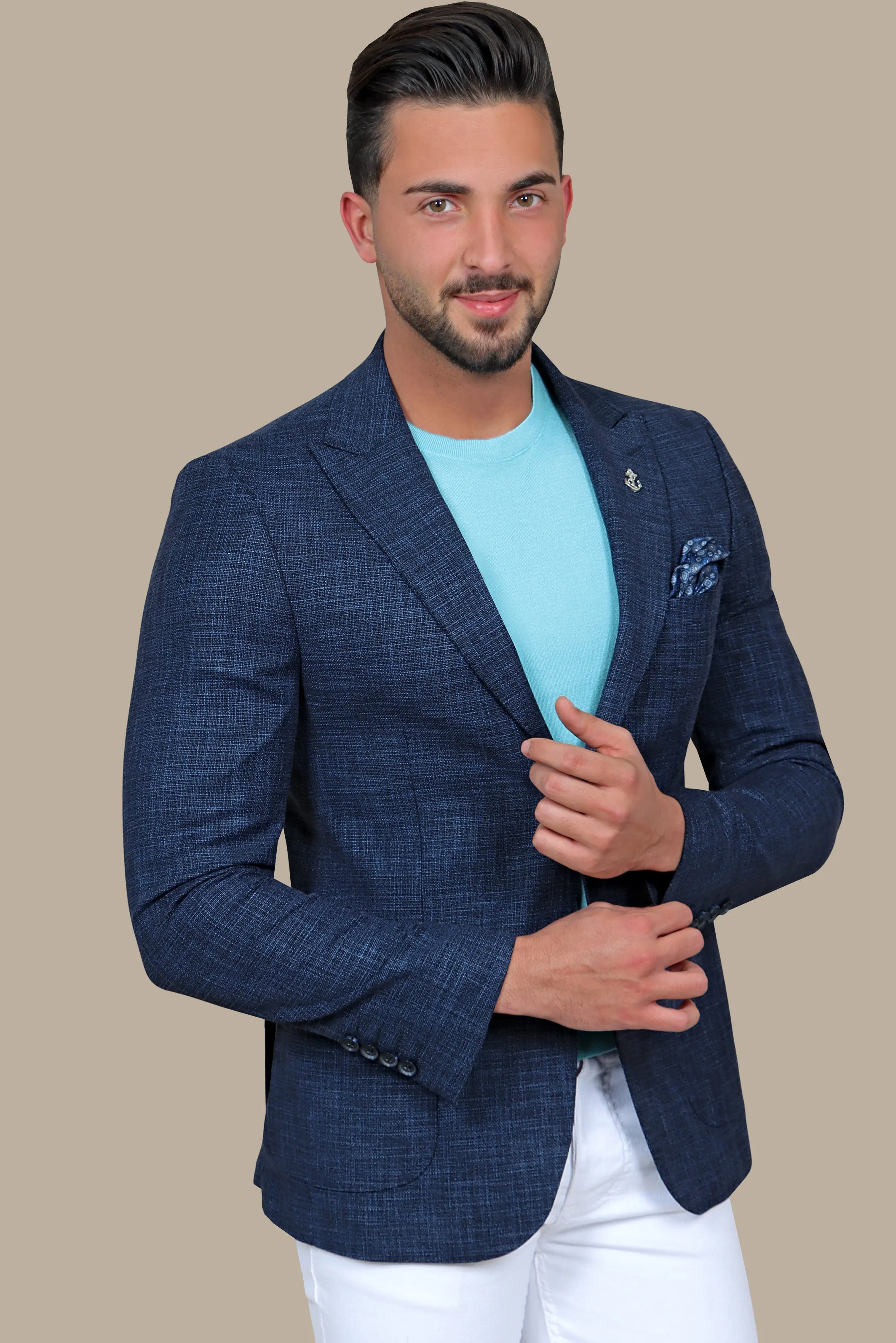 Navy Sophistication: Filafil Cotton Peak Blazer