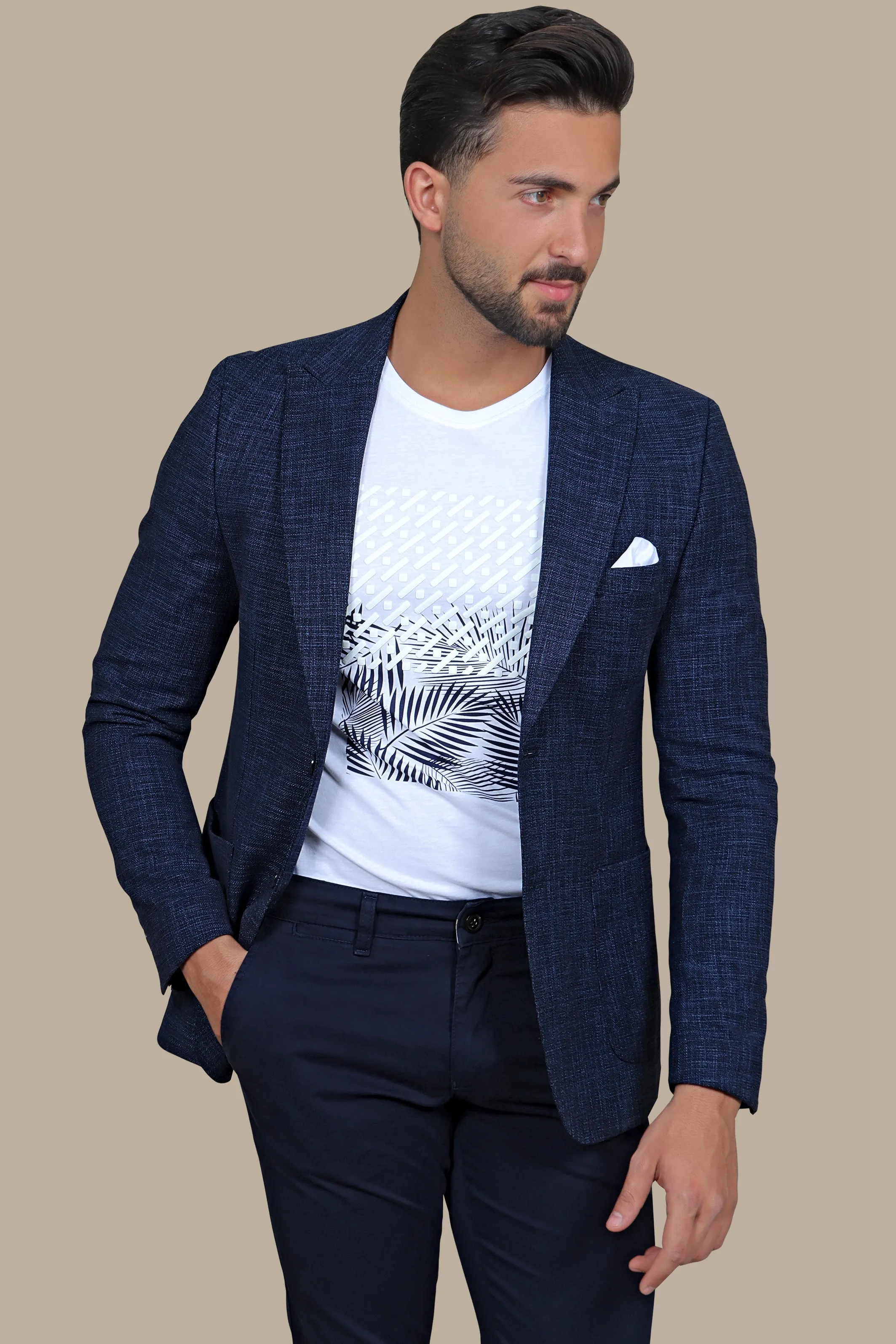 Navy Sophistication: Filafil Cotton Peak Blazer