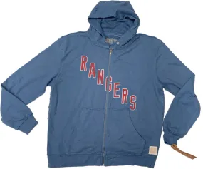 New York Rangers Retro Brand Blue Full Zip Up Long Sleeve Hooded Jacket