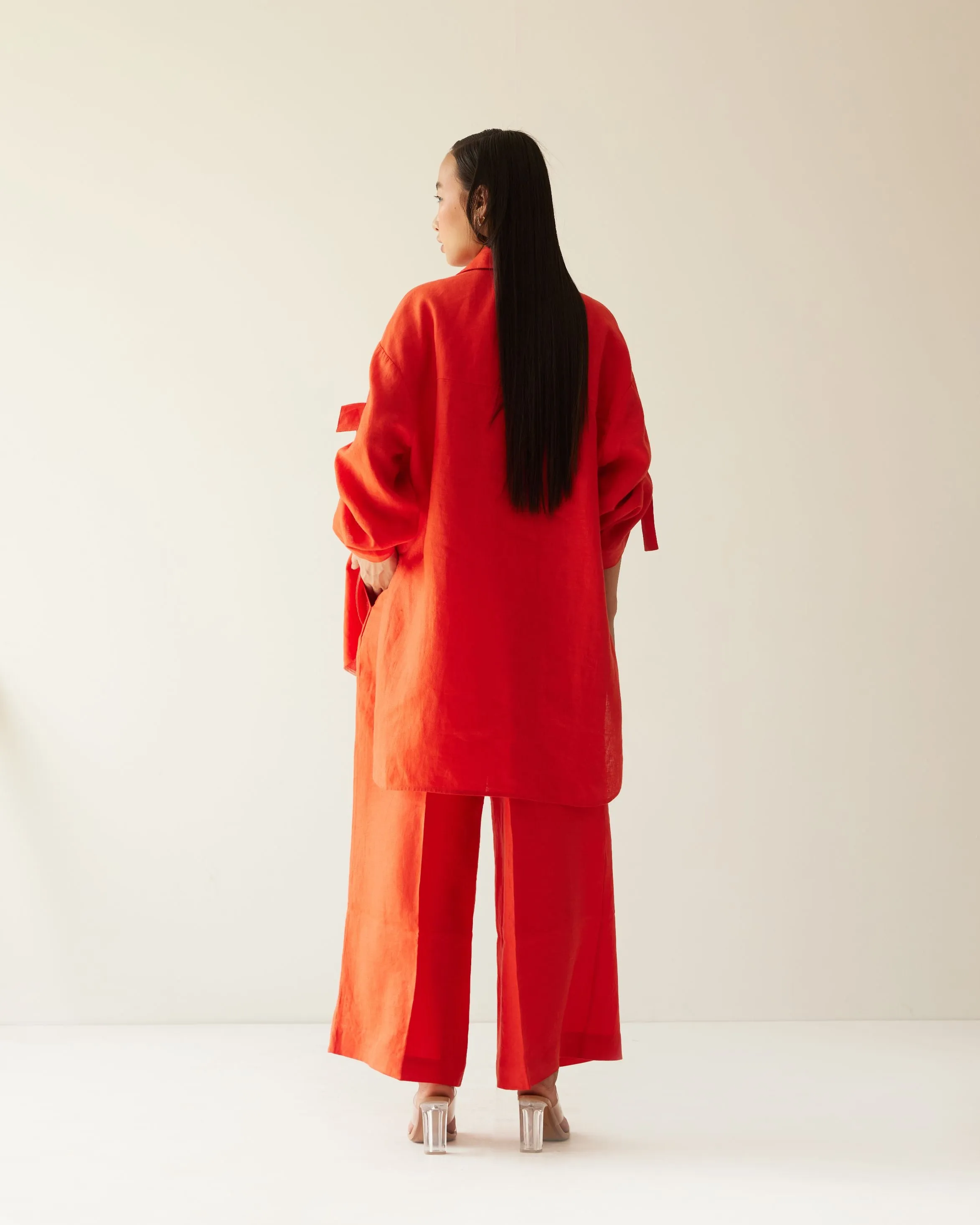 ORANGE LINEN HAND OVERSIZED CO-ORD SET