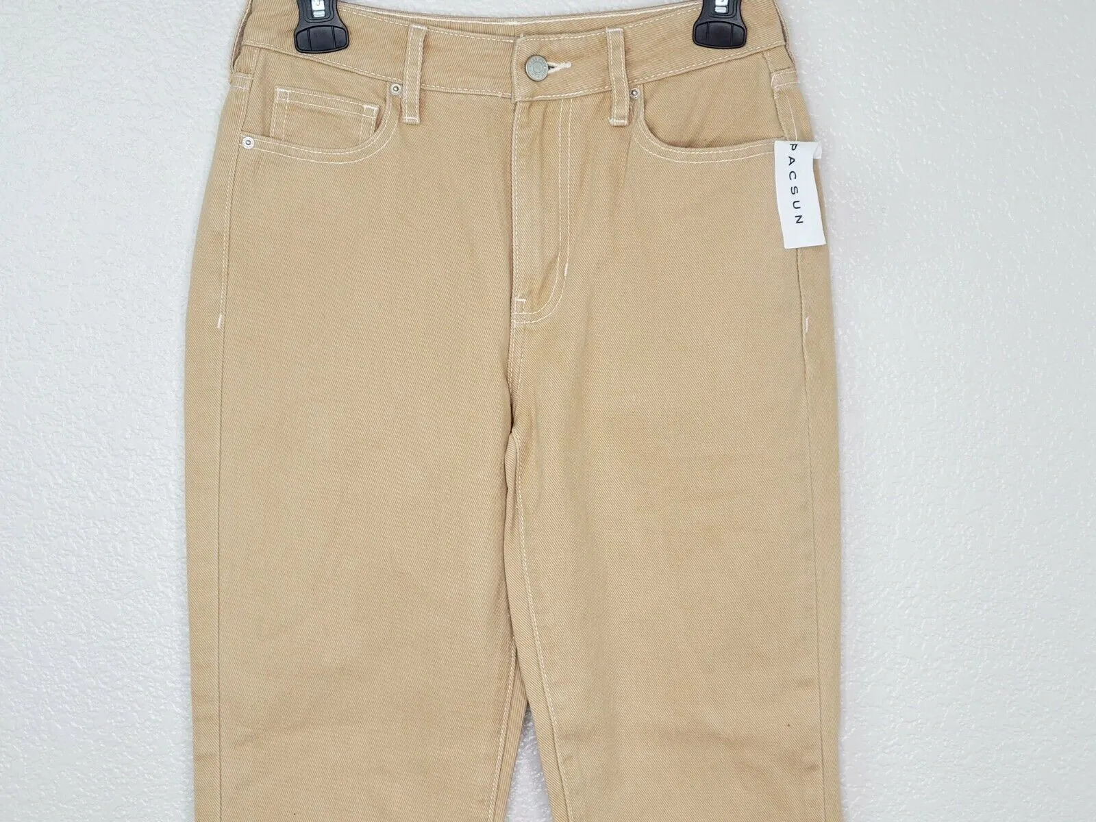 PacSun L.A. Women's Camel Beige Denim High Rise Utility Relaxed Leg Jeans