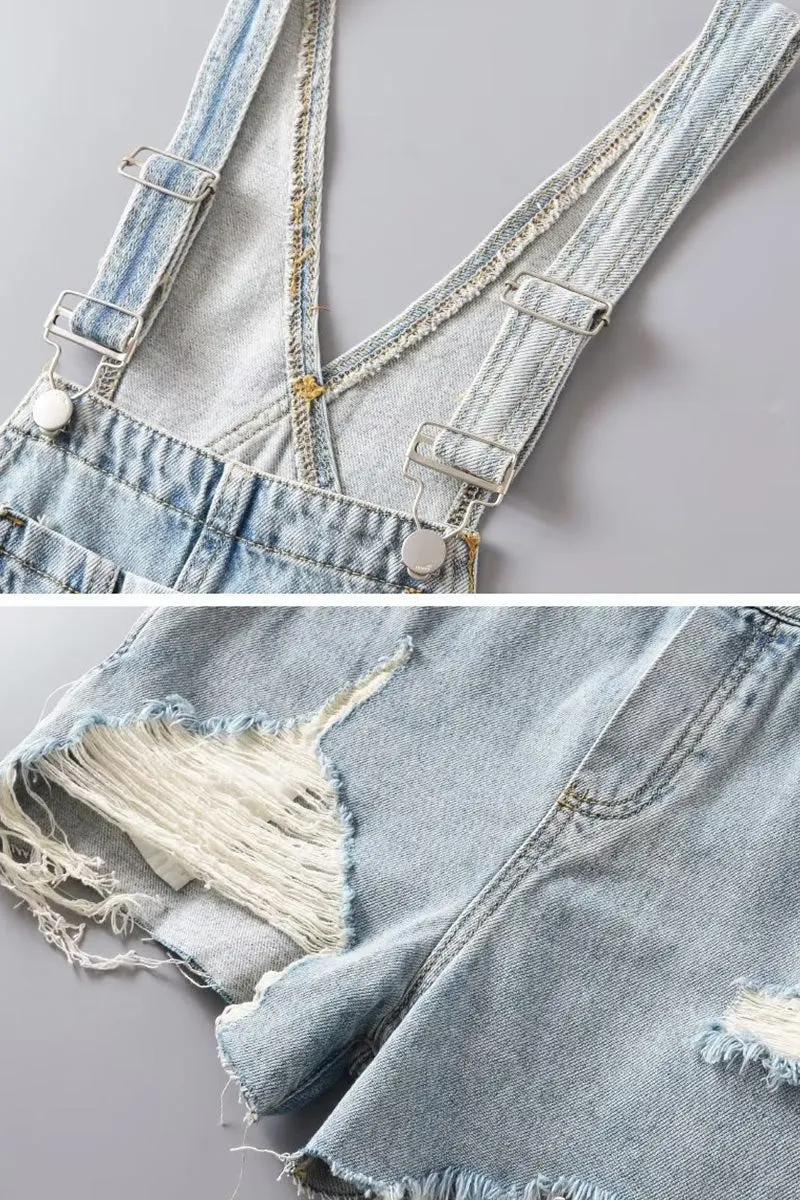 PD293 Denim Overall Shorts