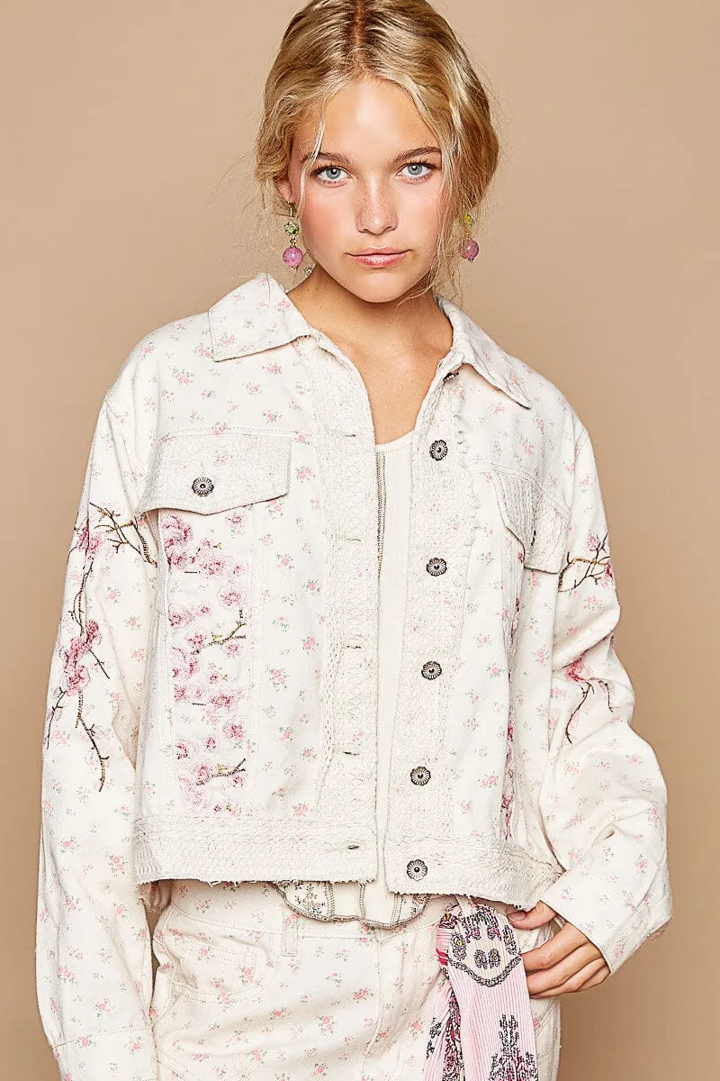 PINK EMBROIDERED DAINTY FLOWER ROSE JACKET