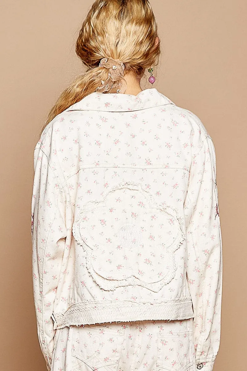 PINK EMBROIDERED DAINTY FLOWER ROSE JACKET