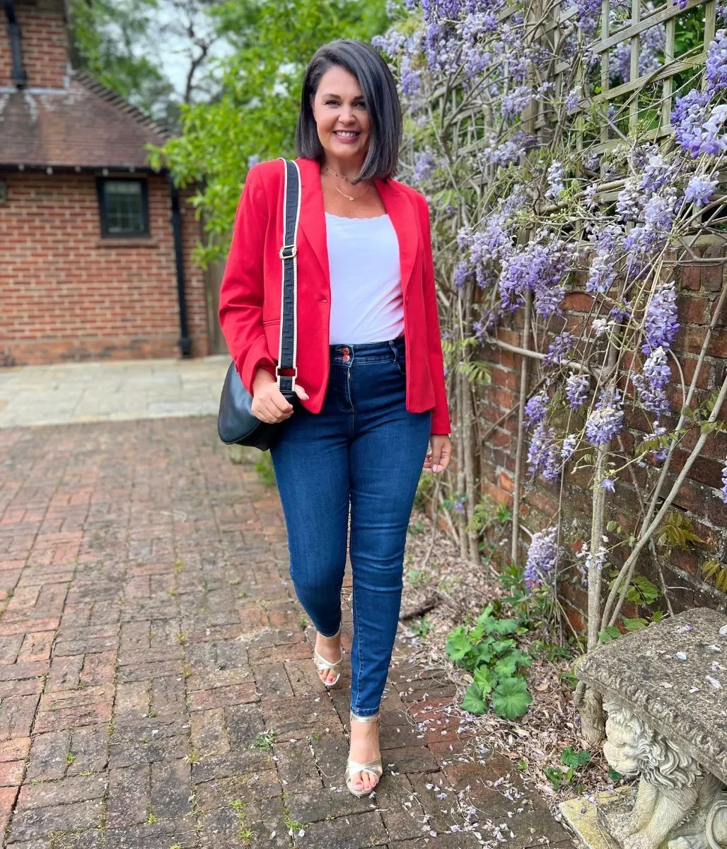 Red Single Breasted Blazer