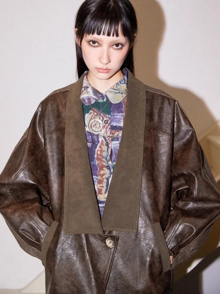 Retro leather jacket【s0000010360】