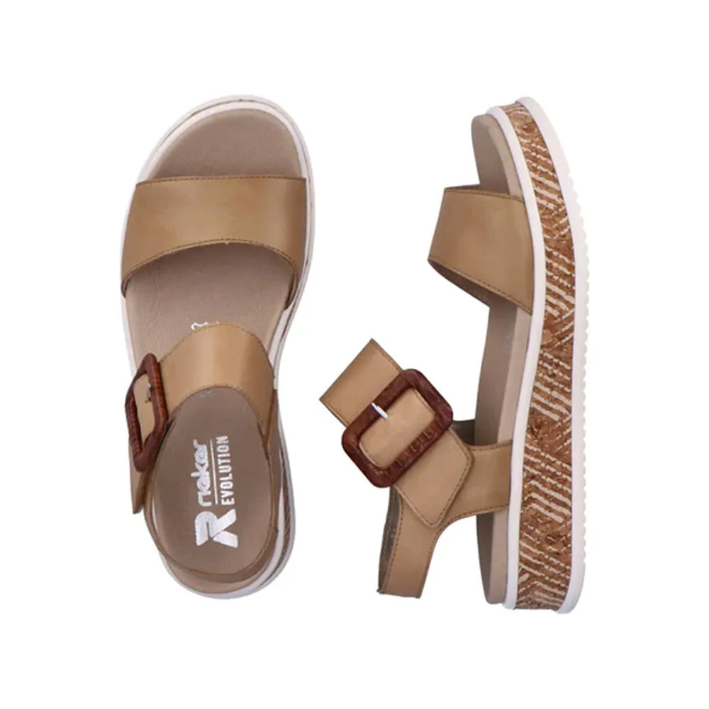 REVOLUTION MIDFORM BIG BUCKLE SANDAL TAN - WOMENS