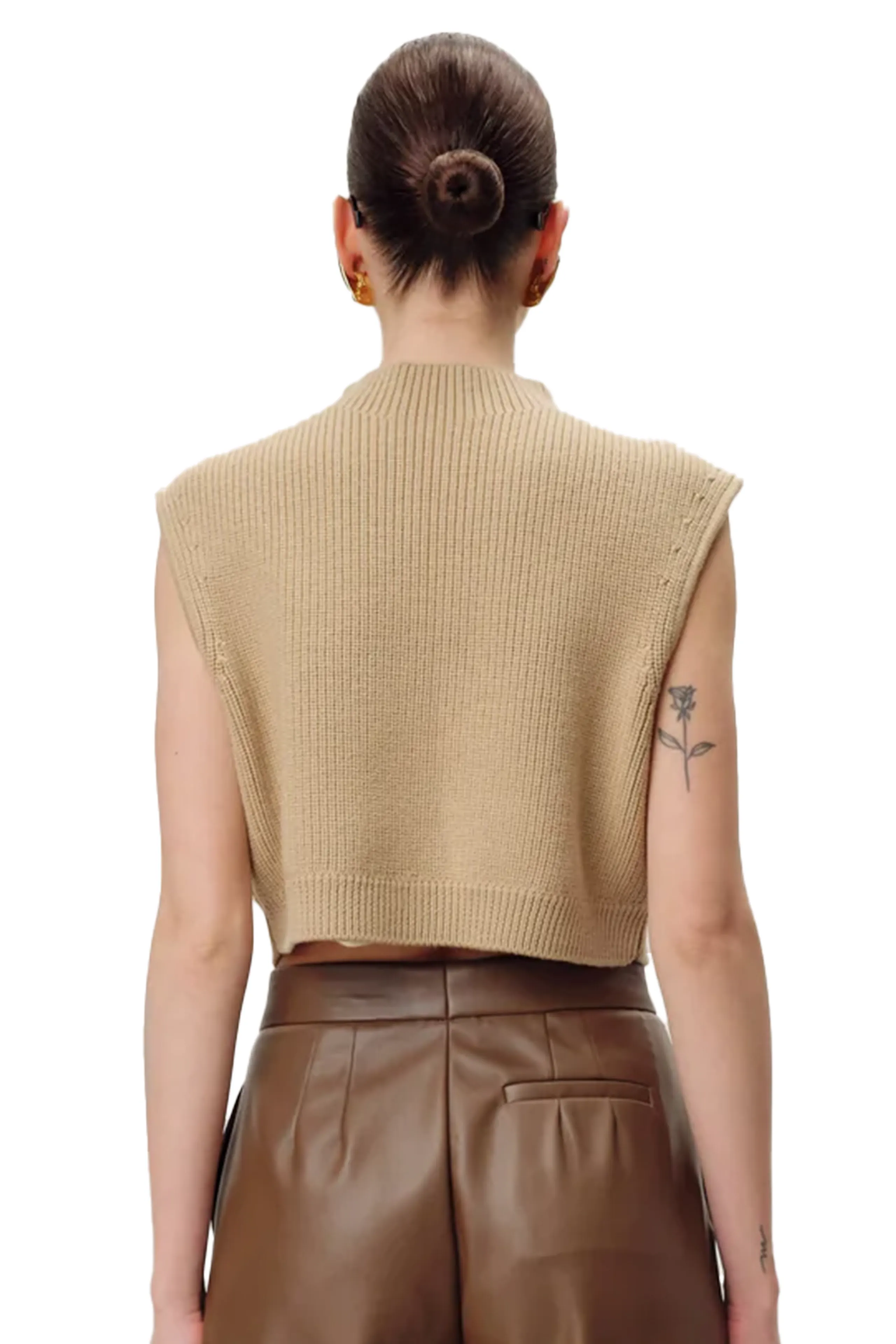 RONNY KOBO LUMINA MOCK NECK SLEEVELESS KNIT TOP