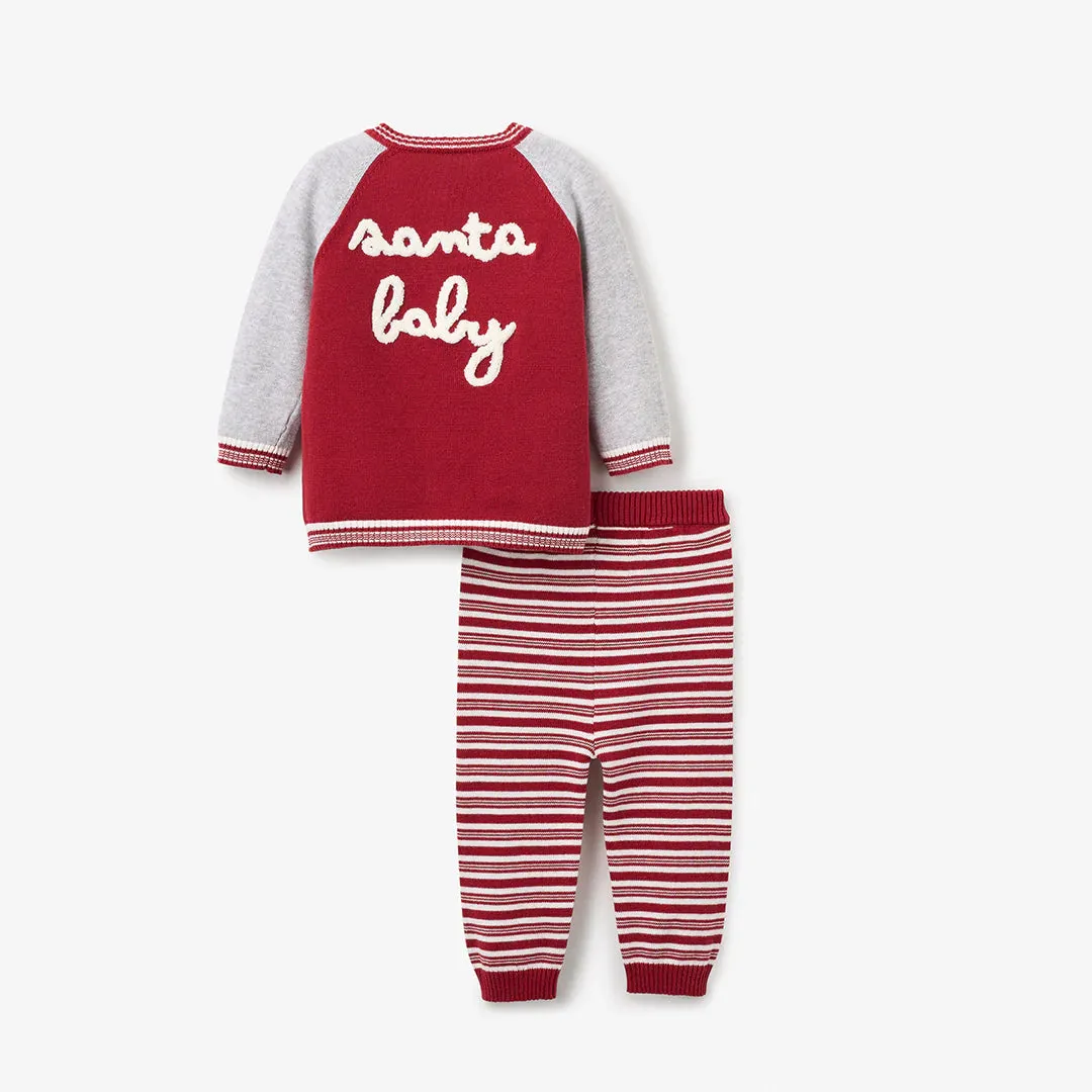 Santa Baby Varsity Jacket & Striped Pant Set