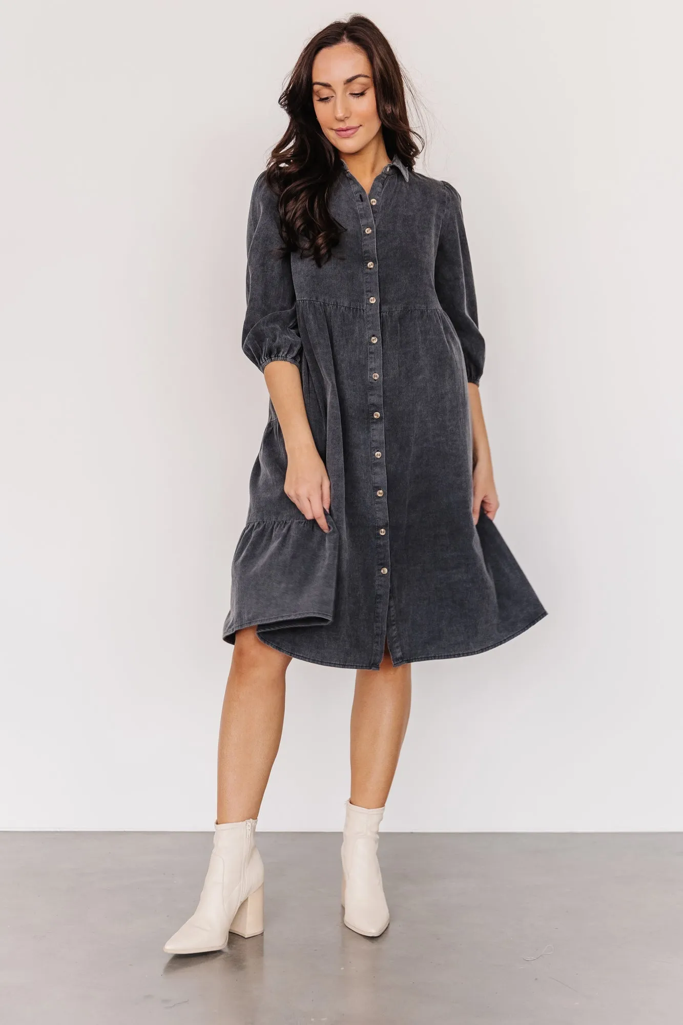 Sari Babydoll Dress | Washed Black