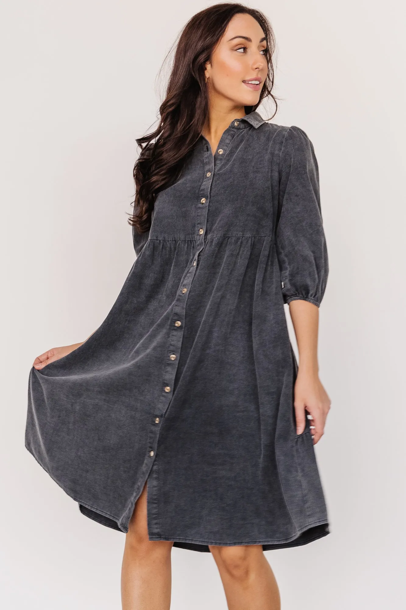 Sari Babydoll Dress | Washed Black