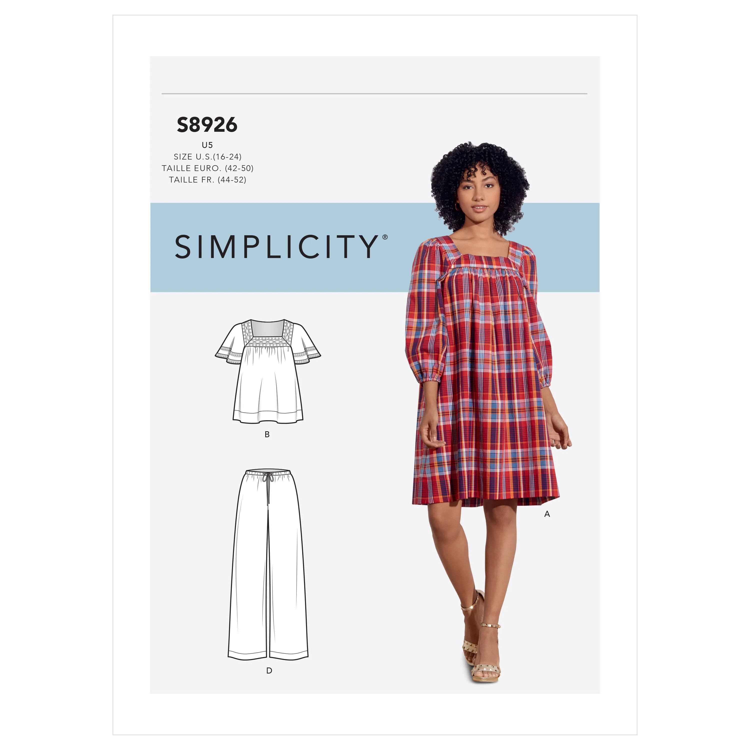 Simplicity Pattern 8926 Misses' Dress, Tops & Pants