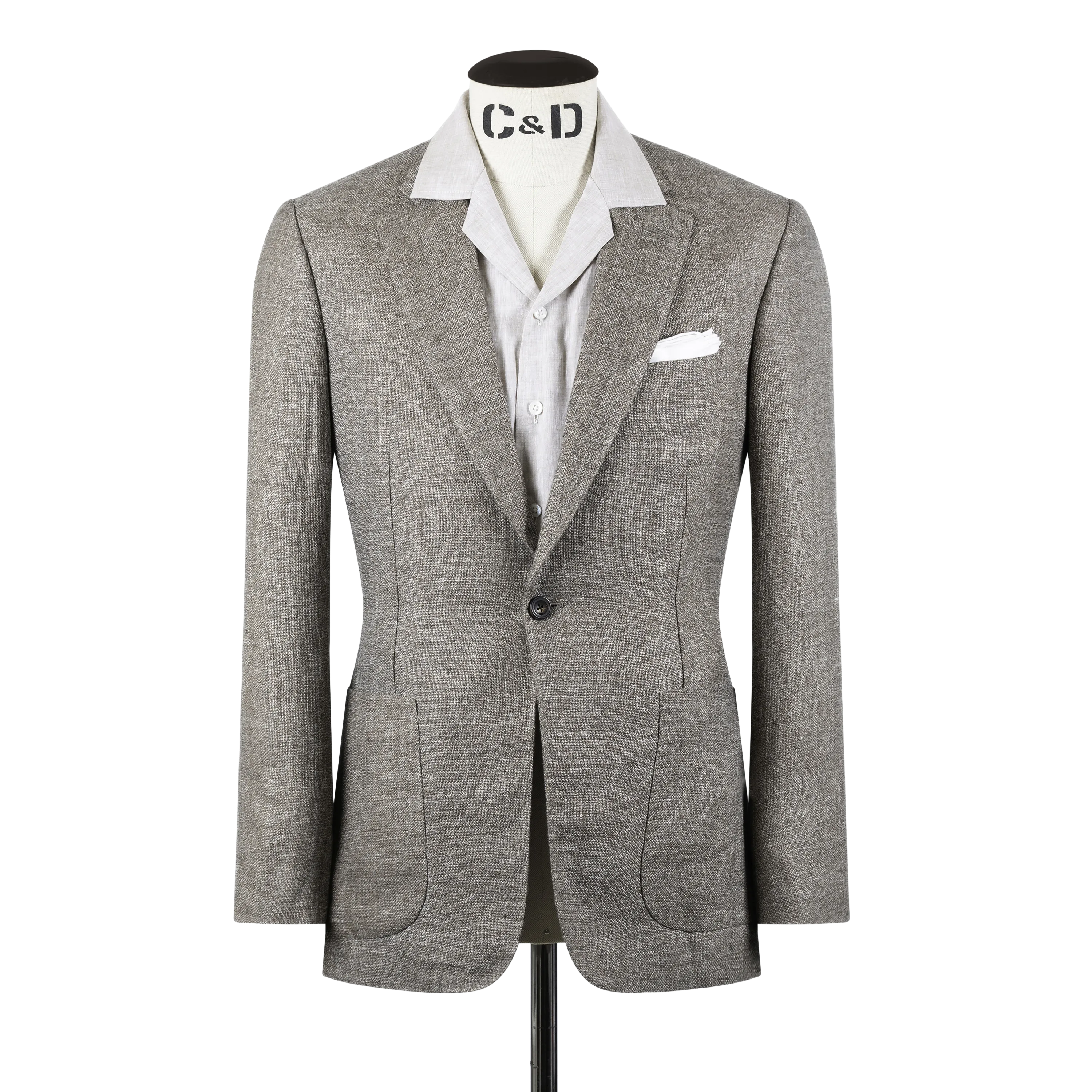 Single Breasted Notch Lapel Jacket in Light Brown Summer Hopsack