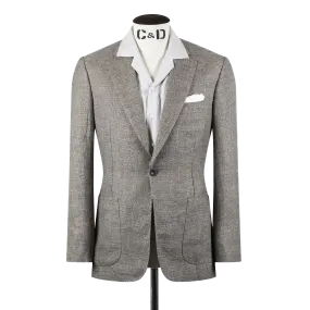 Single Breasted Notch Lapel Jacket in Light Brown Summer Hopsack