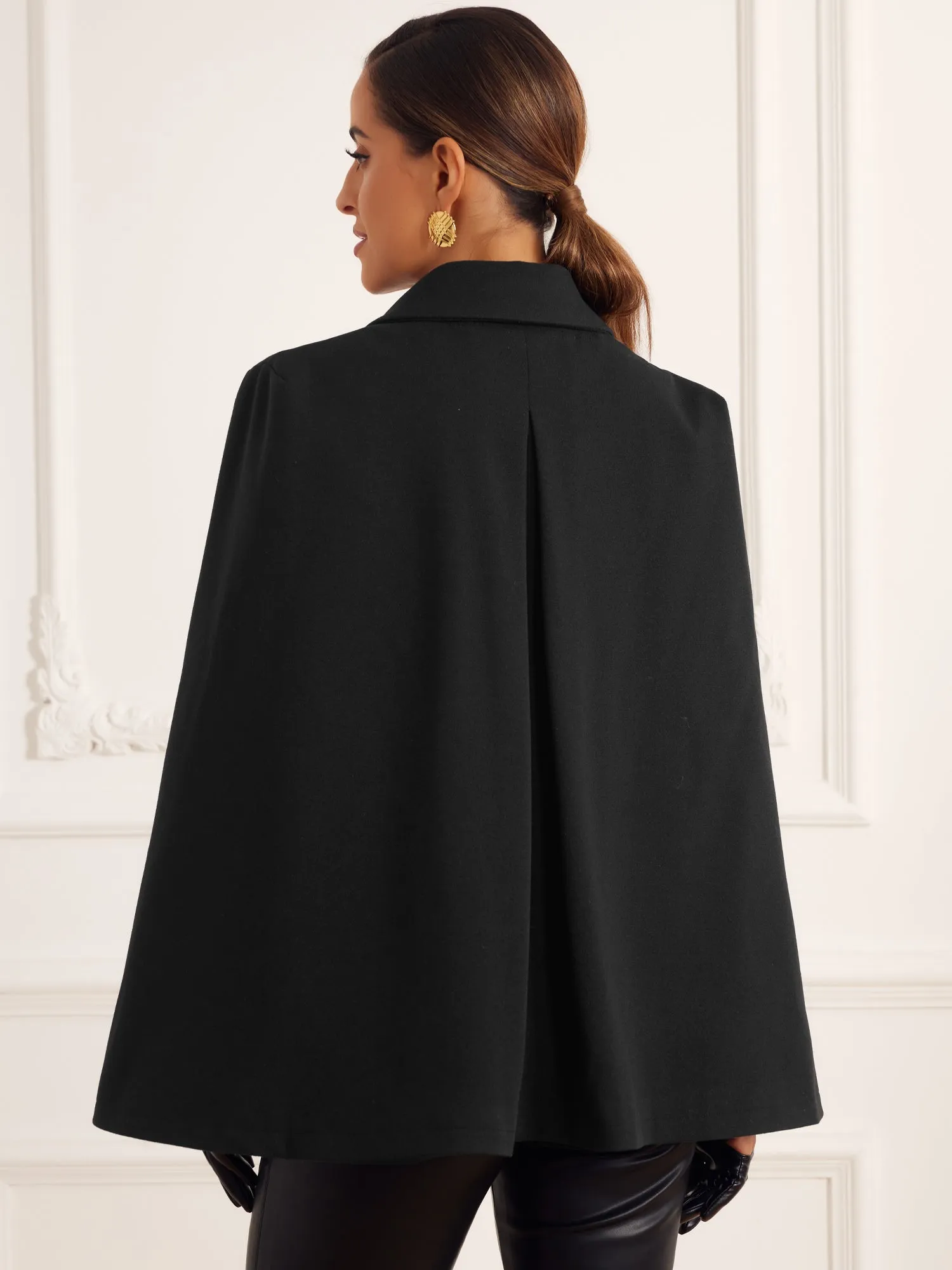 Split Sleeve Button Front Cape Coat Shawl Jackets