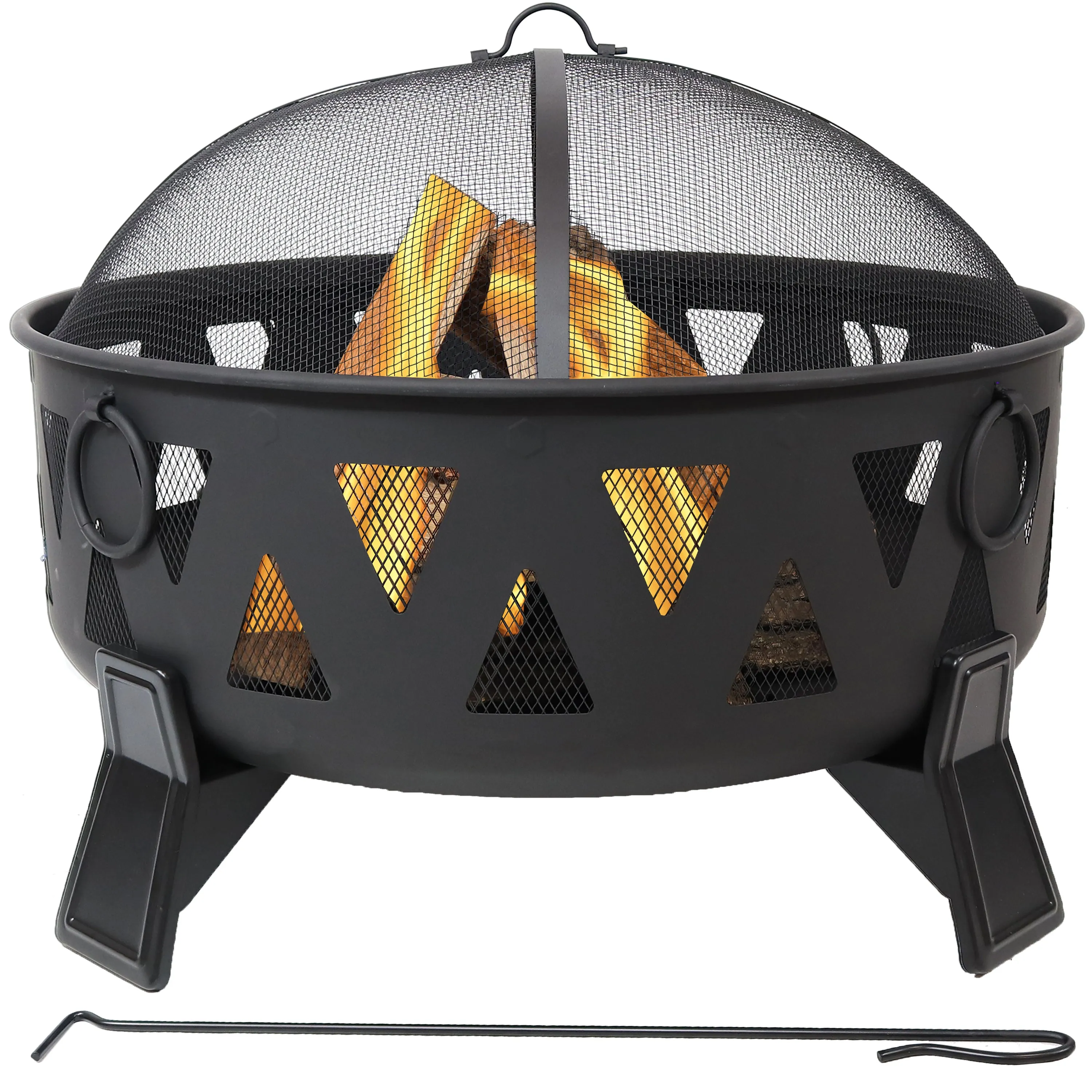 Sunnydaze 34" Nordic-Inspired Steel Fire Pit with Cutouts