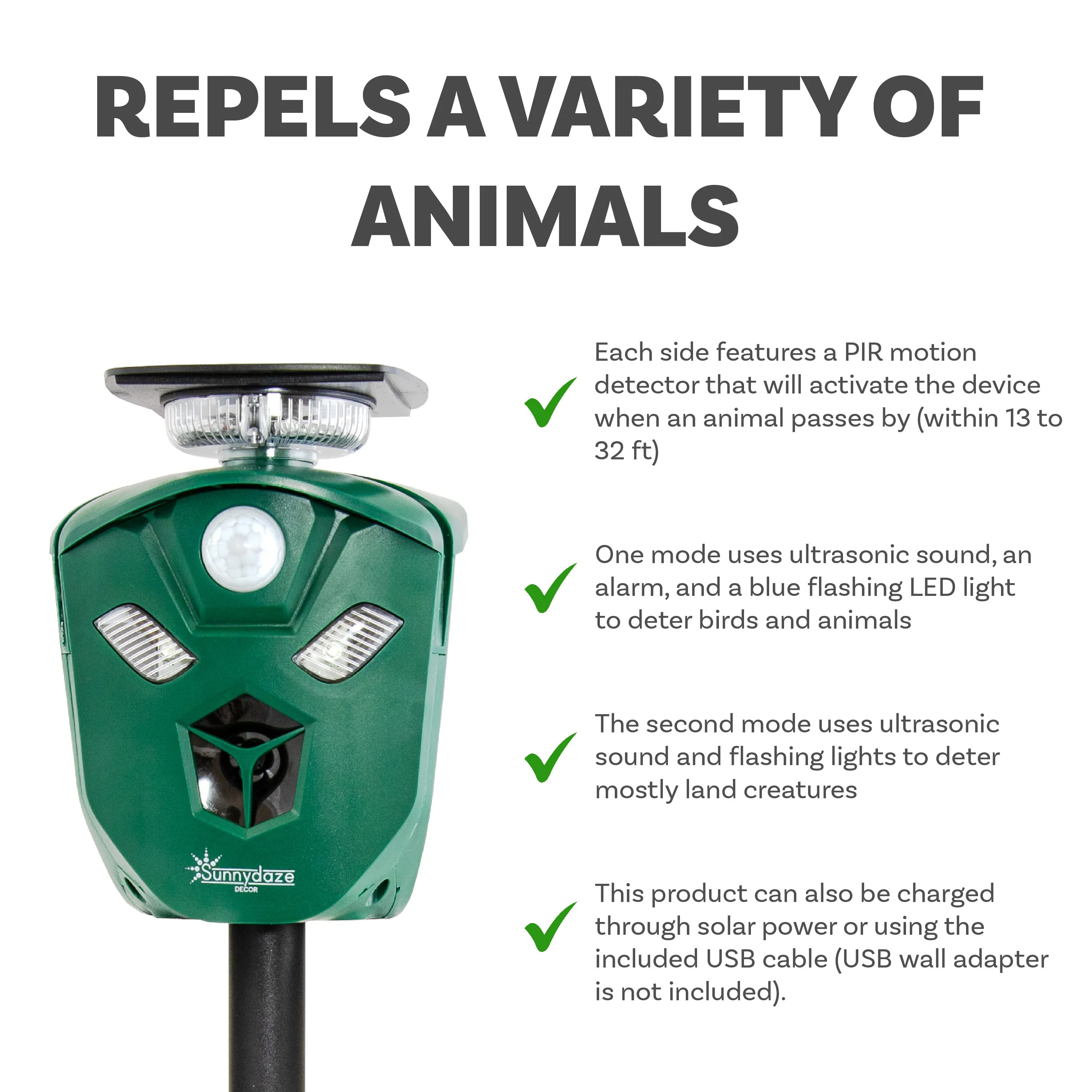 Sunnydaze 360° Solar-Powered Animal Repellent