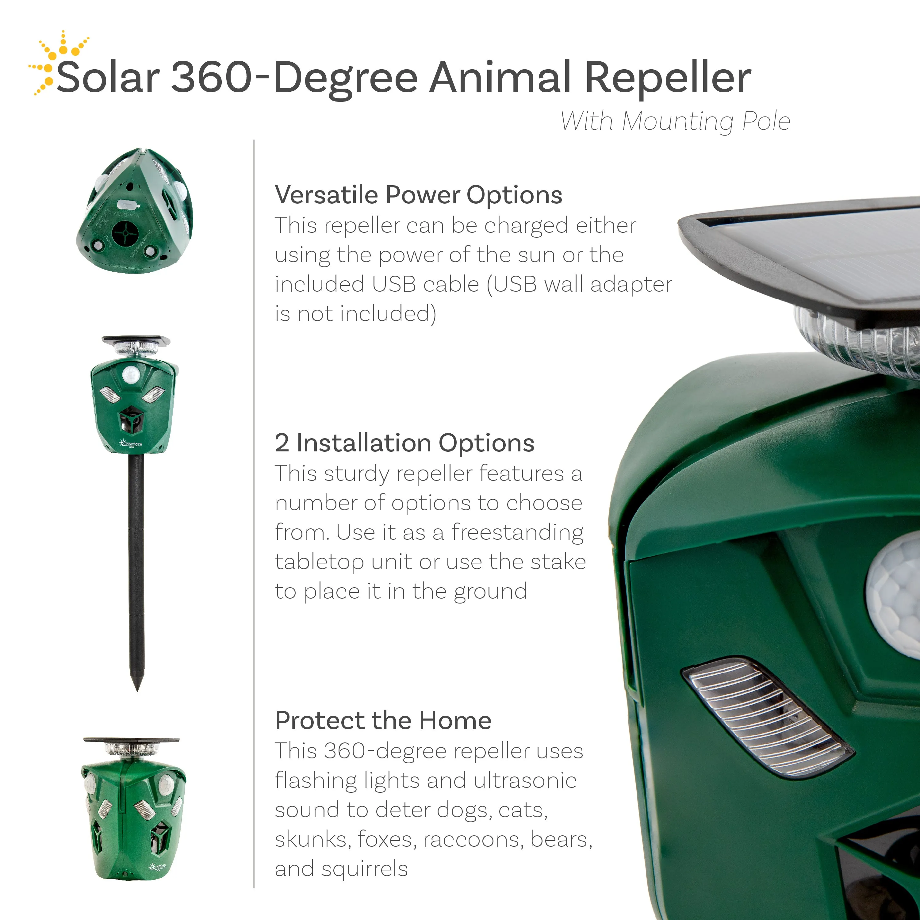 Sunnydaze 360° Solar-Powered Animal Repellent